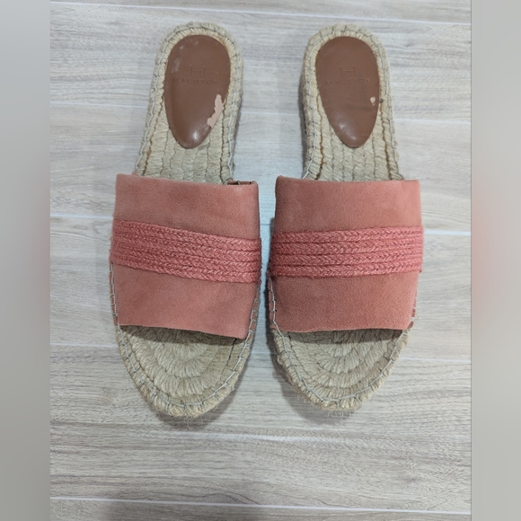 H by Halston Shoes - H by Halston "Betty" Peach Coral Orange Suede Slide Sandals Size 9.5